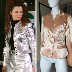 Jill Stuart Satin Silk Rose Gold Blush Blazer